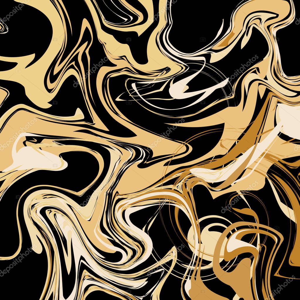 Gold Marbling. Textured background. Texture design for poster, brochure, invitation, cover book, catalog. Vector illustration