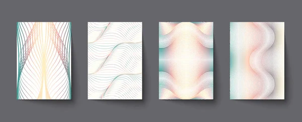 Set of covers with line pattern holographic colors. Minimal geometric design. Collection abstract backgrounds. Applicable for Banners, Placards, Posters, Flyers and Banner Designs. — Stock Vector