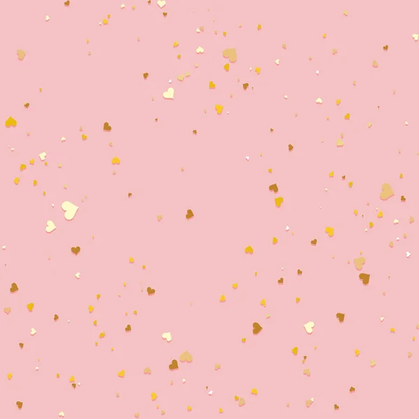 Oro pequeños corazones confeti fondo sin costuras. Patrón de San Valentín rosa y dorado. Patrón de azulejos románticos para el telón de fondo, papel de embalaje y diseño de papel pintado . — Archivo Imágenes Vectoriales