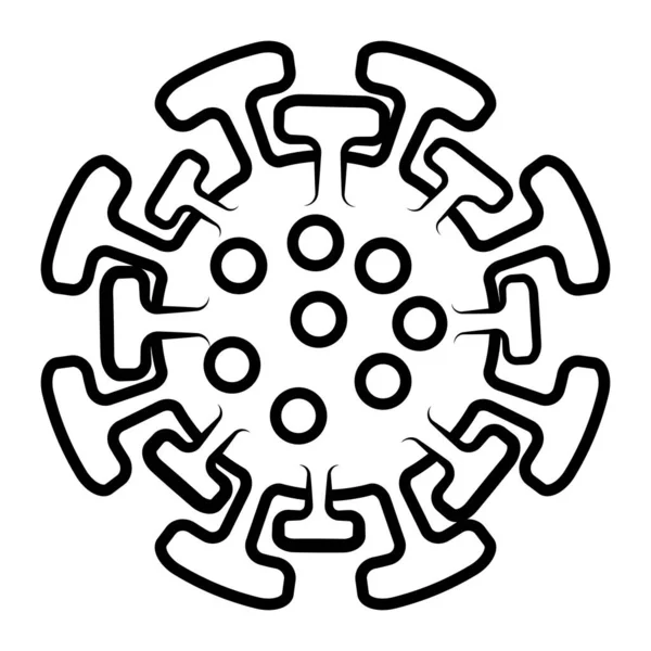 Coronavirus 2019 Ncov Covid Icône Virus Symbole Contour Noir Isolé — Image vectorielle