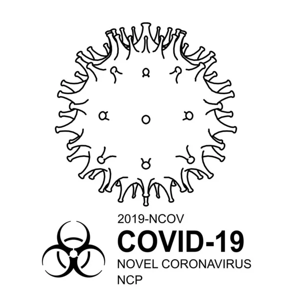 Коронавірус Covid Icon Corona Virus 2019 Ncov Чорний Білому Фоні — стоковий вектор