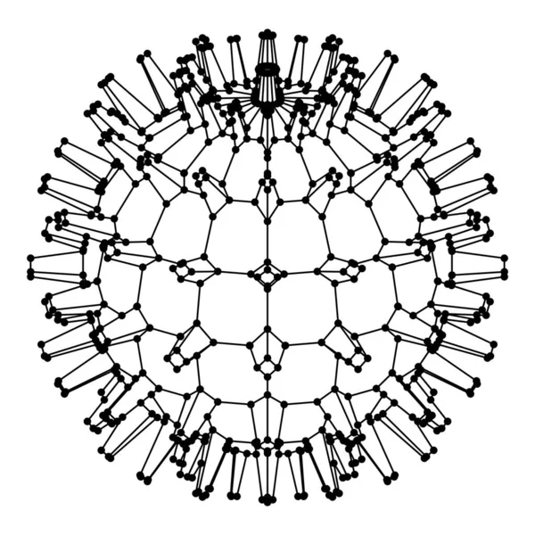 Esfera Wireframe Com Picos Fundo Branco Objeto Poligonal Geométrico Abstrato — Vetor de Stock