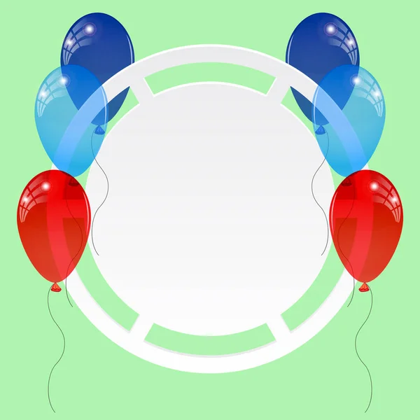 Okrągły Sztandar Niebieskimi Czerwonymi Balonami Miejscem Tekst Gratulacje Okazji Urodzin — Wektor stockowy