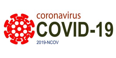 Coronavirus 2019-nCoV fikir başlığı tipografi tasarım logosu. Tehlikeli Covid 19 pnömoni gribi virüsü. Vektör illüstrasyonu
