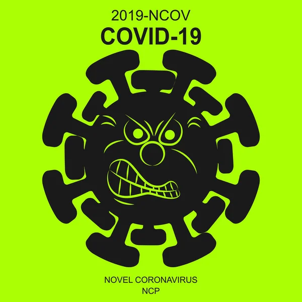 Evil Coronavirus 2019 Ncov Icona Del Virus Corona Schizzo Nero — Vettoriale Stock