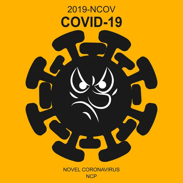 Coronavirus Arrabbiato 2019 Ncov Icona Del Virus Corona Schizzo Nero — Vettoriale Stock