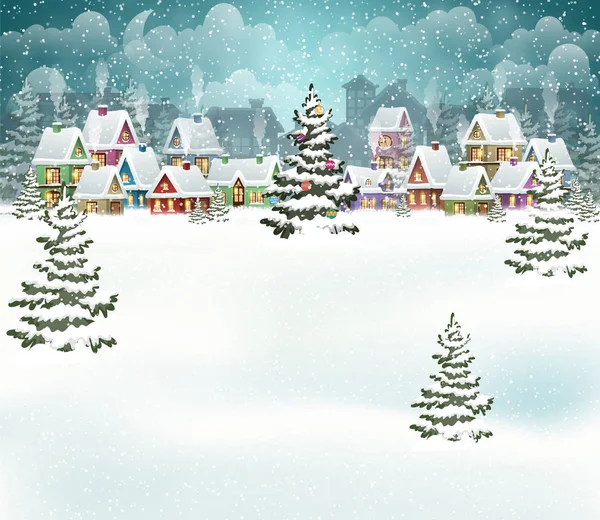 Winter stad landschap — Stockvector