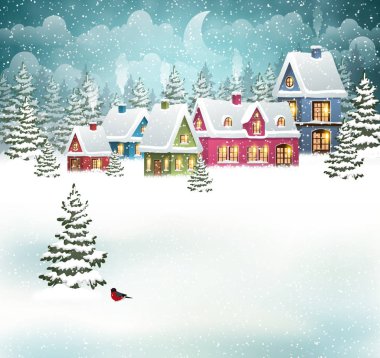 Kış köyü manzarası