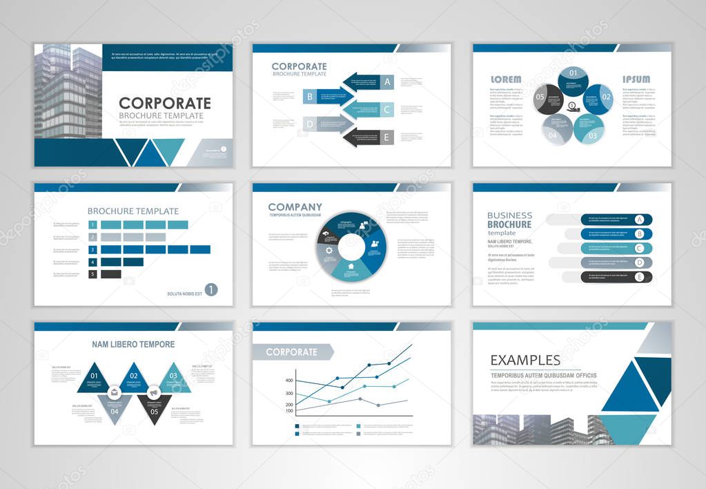 Presentation template with graphs and charts