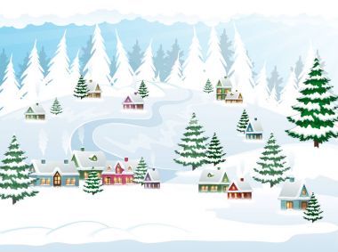 Kış Noel kar sahne