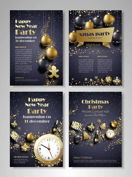 Kerstmis en Nieuwjaar flyer brochure — Stockvector