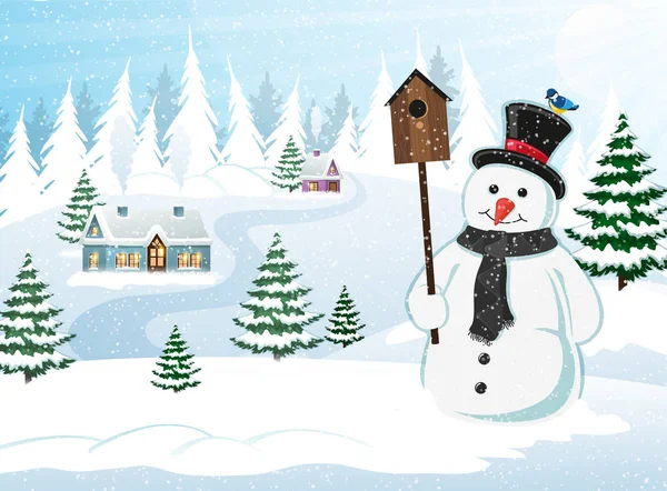 Scène de Noël Paysage d'hiver — Image vectorielle
