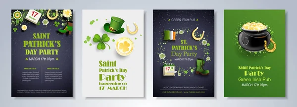 Día de San Patricio vector conjunto de folleto y diseño templa — Vector de stock