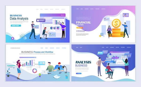 Business process and workflow landing pages template — Stock Vector
