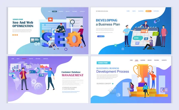 Plantilla de landing pages de gestión de bases de datos y optimización web — Vector de stock