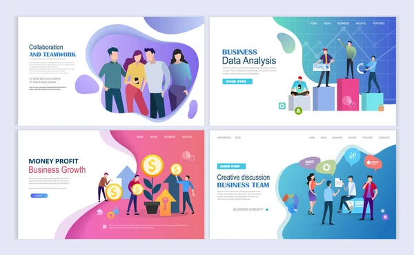 Business growth landing pages template — 图库矢量图片