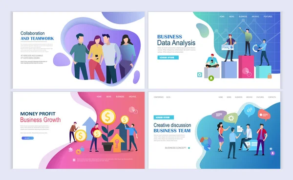 Business growth landing pages template 免版税图库插图