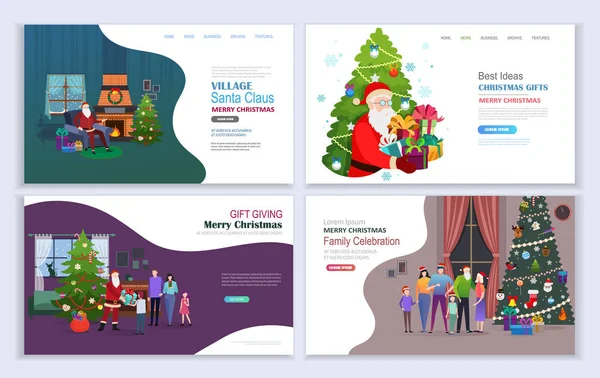 Kerstvakantie landing pagina 's — Stockvector