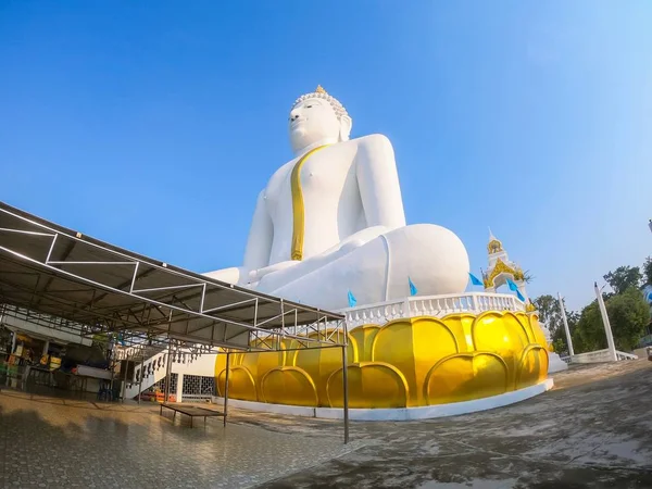 Grande Estátua Buddha Branco Wat Phai Rong Wua Suphanburi Tailândia — Fotografia de Stock
