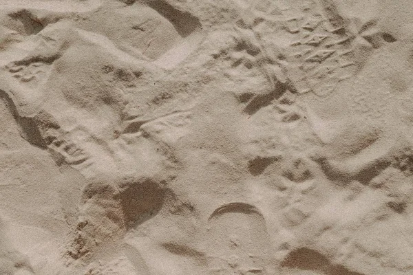Песок Пляже Отметинами Обуви Пастель Минимальный Тон Вид Сверху — стоковое фото