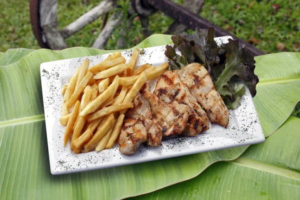 Filete de pollo con papas fritas — Foto de Stock