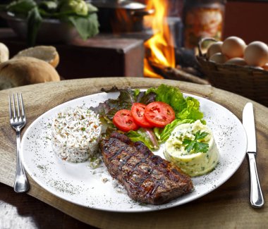 picanha patates pirinç ve fasulye celep ile