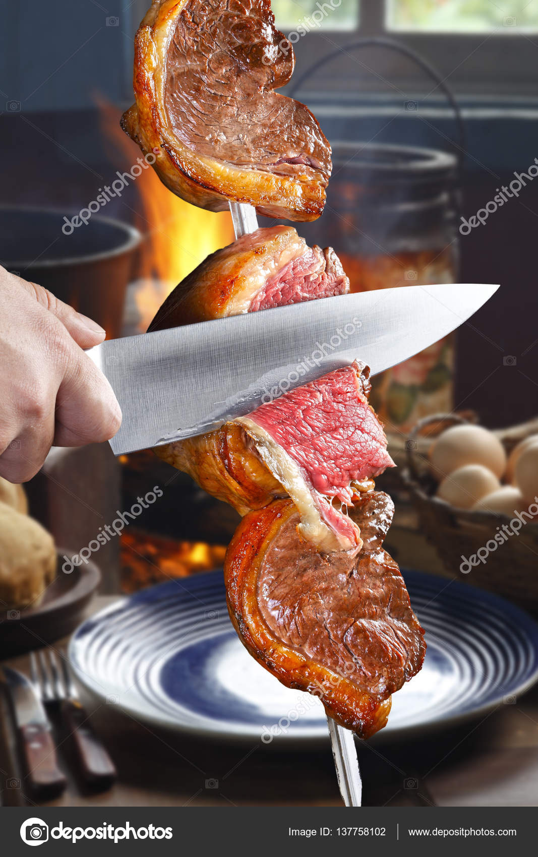Churrasco Picanha Brazilian Barbecue Isolated Stock Image - Image of  eating, fire: 66395801