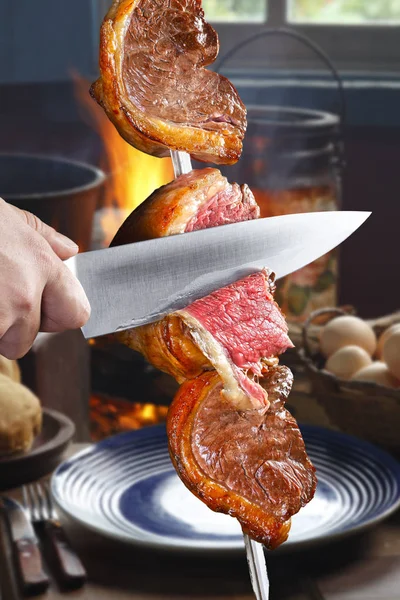 Picanha tradicional churrasco brasileiro — Fotografia de Stock