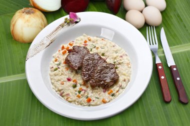 Risotto ile sebze ve ızgara biftek