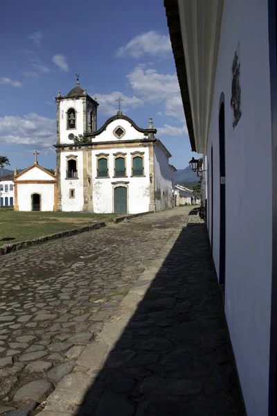 Paraty Street Και Εκκλησία Πολιτεία Του Ρίο Ντε Τζανέιρο — Φωτογραφία Αρχείου