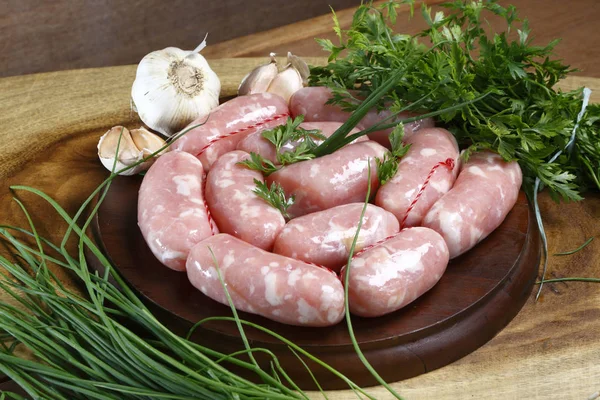 Raw Barbecue Sausages Close View — Stock Photo, Image