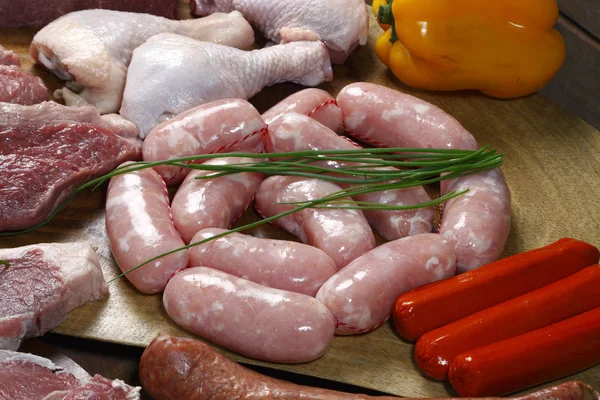 Raw Barbecue Sausages Close View — Stock Photo, Image