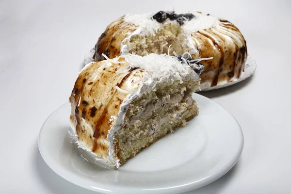 Tort Dulce Delicios Cremă Albă — Fotografie, imagine de stoc