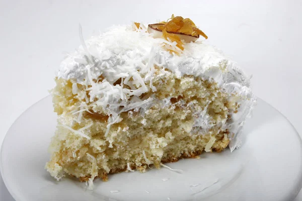 Delicioso Bolo Doce Com Creme Branco Coco — Fotografia de Stock