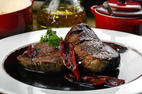 Filet Mignon Red Wine Sauce — Stock Photo, Image