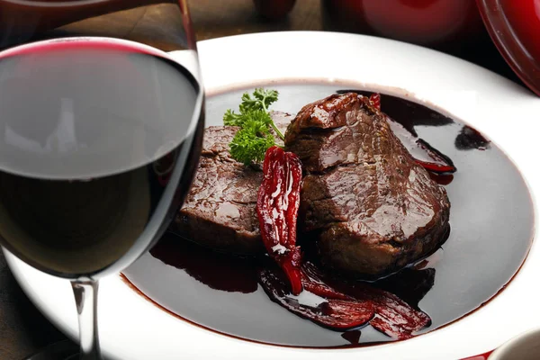Filet Mignon Met Rode Wijnsaus — Stockfoto