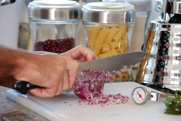 Chef Kok Snijden Keuken — Stockfoto