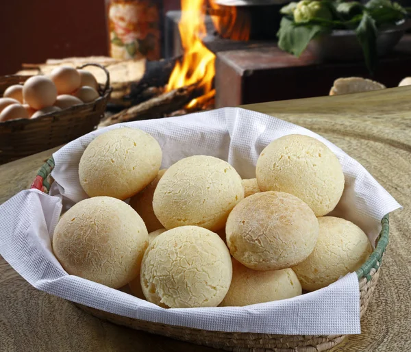 Pão Queijo Recentemente Apoiado Vista Perto — Fotografia de Stock