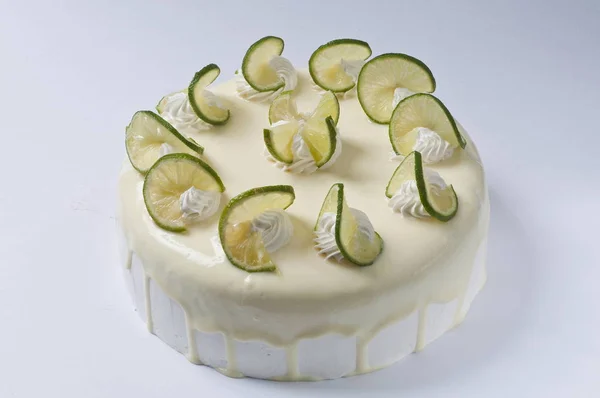 Torta Limone Con Panna Montata — Foto Stock