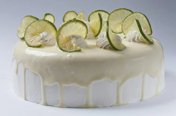 Torta Limone Con Panna Montata — Foto Stock