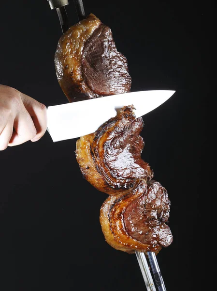 Grilled picanha on skewer — Stock Photo, Image