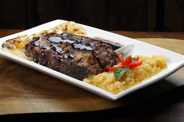 Costillas Con Salsa Barbacoa Piñas — Foto de Stock