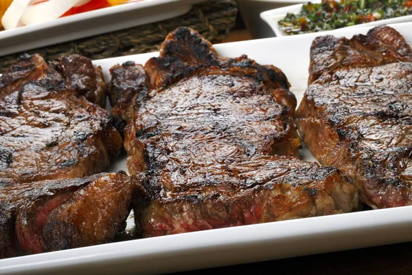 Gegrilde Steaks Close — Stockfoto