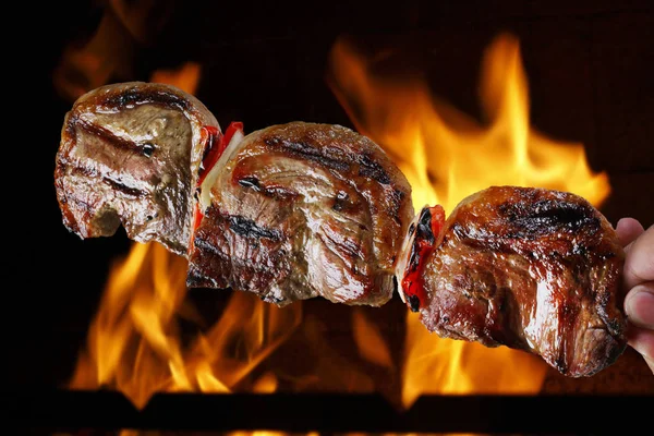 Grilled picanha on skewer — Stock Photo, Image