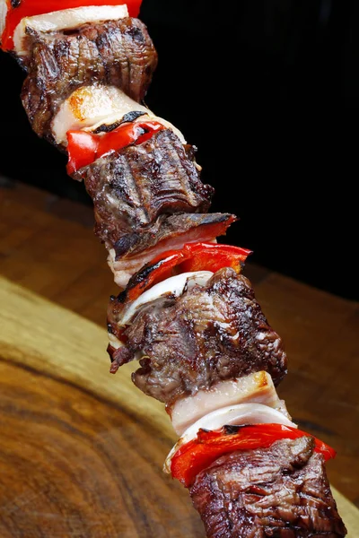 Kebab Préparé Sur Brochette Vue Rapprochée — Photo
