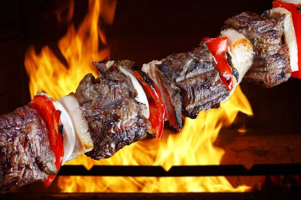 Prepared Kebab Skewer Close View — Stock Photo, Image