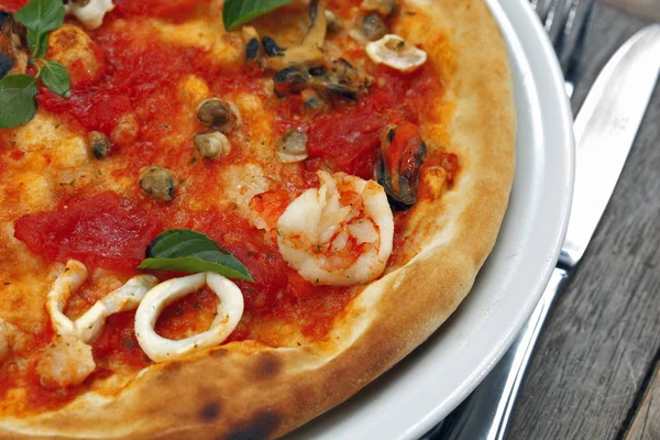 Delicious Homemade Pizza Seafood — Stock Photo, Image