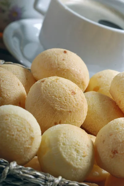 Pão Queijo Recentemente Apoiado Café Manhã Vista Perto — Fotografia de Stock