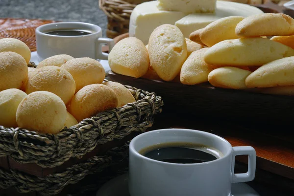 Pão Queijo Recentemente Apoiado Café Manhã Vista Perto — Fotografia de Stock