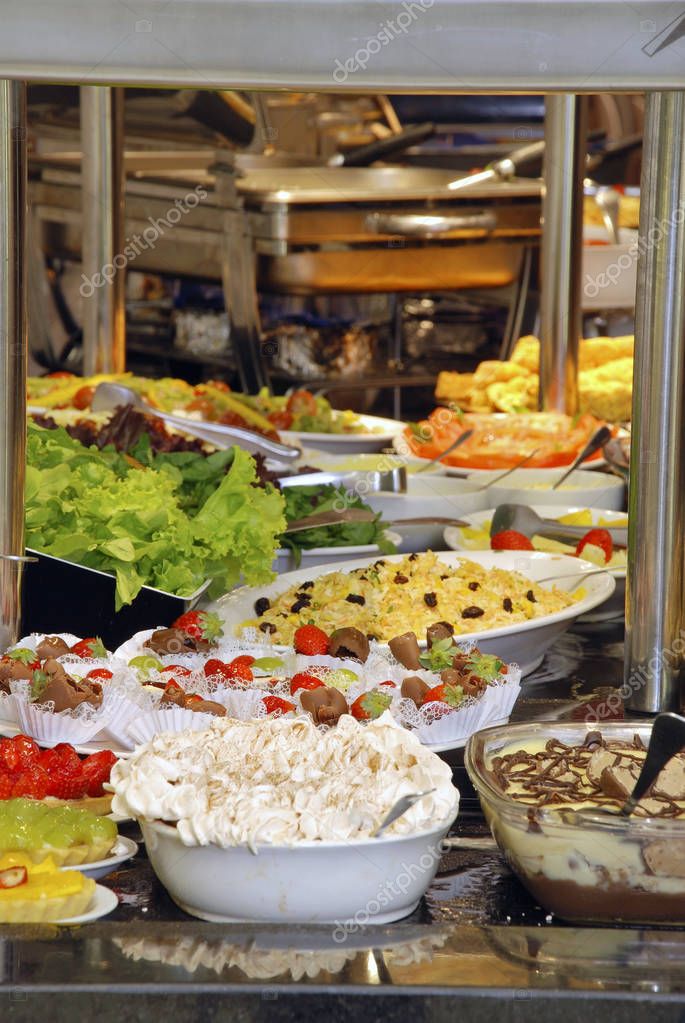 Self Service Restaurant View Different Dishes — Stock